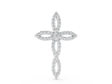 White gold Marquise Diamond Pavé Cross Pendant