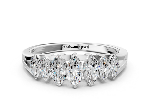 White gold Marquise Diamond Prong-Set Half-Eternity Band