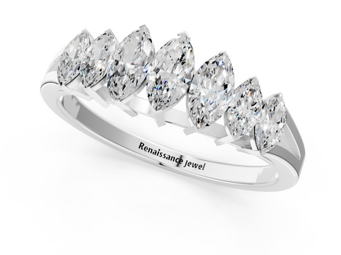 Platinum Marquise Diamond Prong-Set Half-Eternity Band