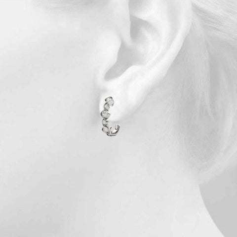 Silver Milgrain Cushion and Marquise Diamond Hoop Earrings