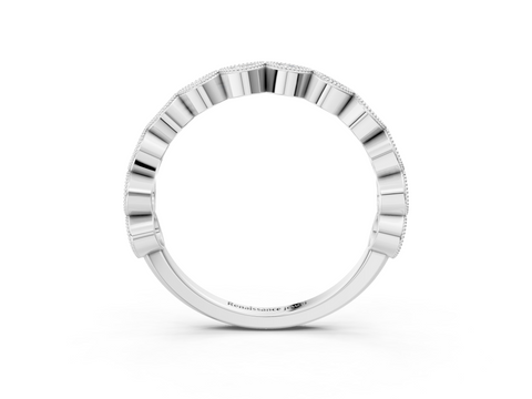 Platinum Milgrain Marquise Diamond Eternity Band with Bezel Setting