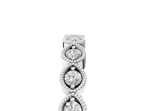 White gold Milgrain Marquise Diamond Eternity Band with Bezel Setting