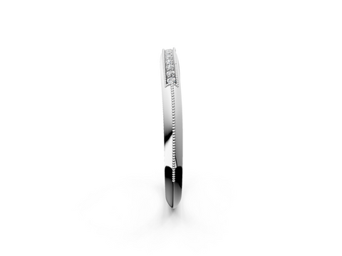 Platinum Milgrain Round Diamond Pavé Set Half Eternity Band