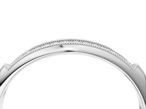 Platinum Milgrain Round Diamond Pavé Set Half Eternity Band