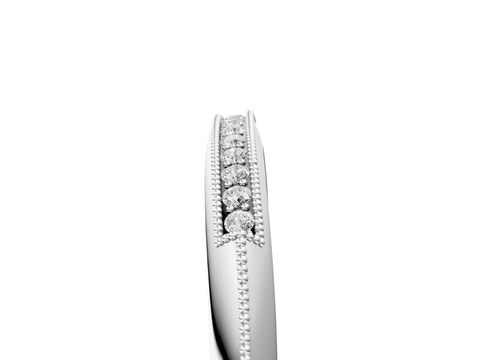 White gold Milgrain Round Diamond Pavé Set Half Eternity Band