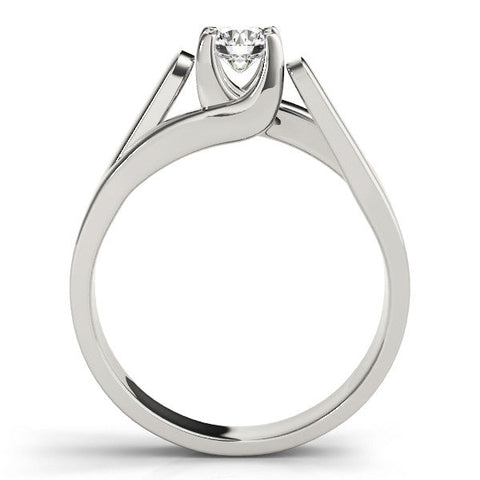 White gold Modern Tension Set Round Solitaire Wide Band Ring