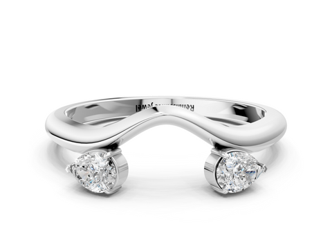 Platinum Open Band Pear Cut Prong Set Diamond Ring