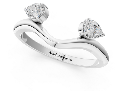 Platinum Open Band Pear Cut Prong Set Diamond Ring