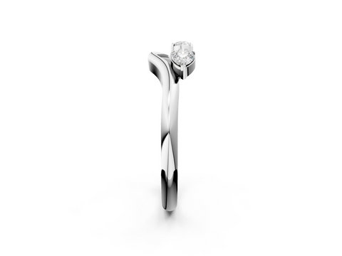Platinum Open Band Pear Cut Prong Set Diamond Ring