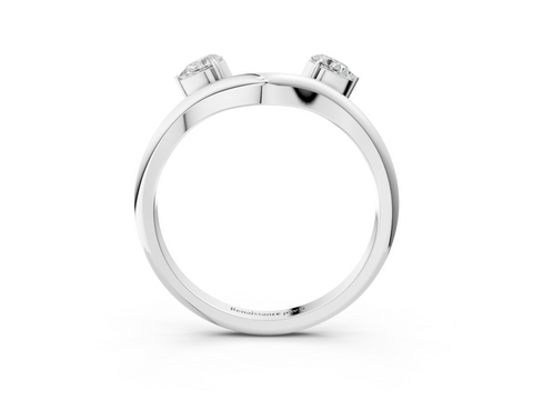 Platinum Open Band Pear Cut Prong Set Diamond Ring