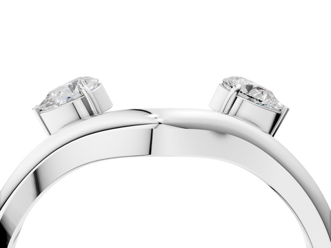 Platinum Open Band Pear Cut Prong Set Diamond Ring