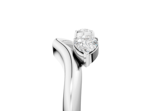 Platinum Open Band Pear Cut Prong Set Diamond Ring