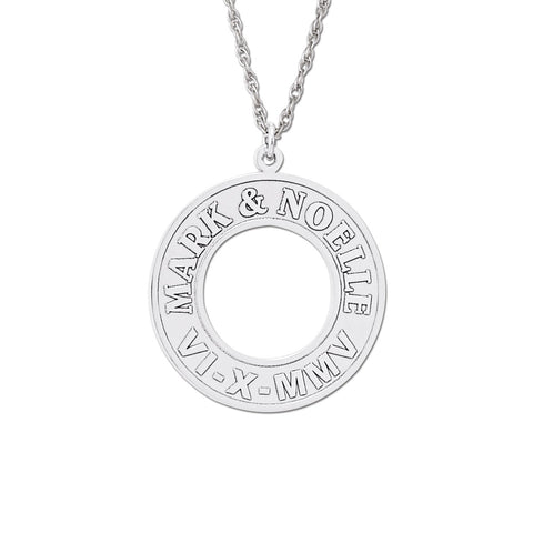 Silver Open Circle Pendant with Custom Engraving