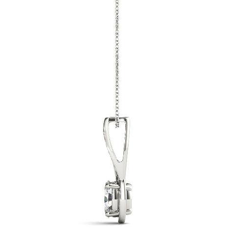 Silver Oval Diamond Bezel-Set Pendant