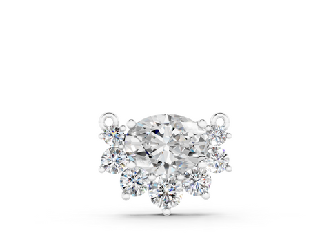 White gold Oval Diamond Cluster Pendant with Prong Setting