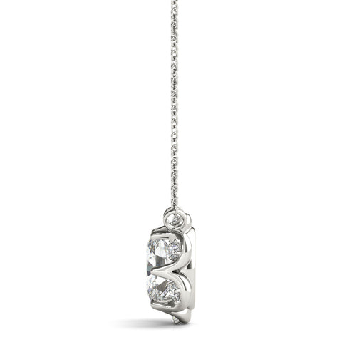 Silver Oval Diamond Halo Pendant with Prong Setting