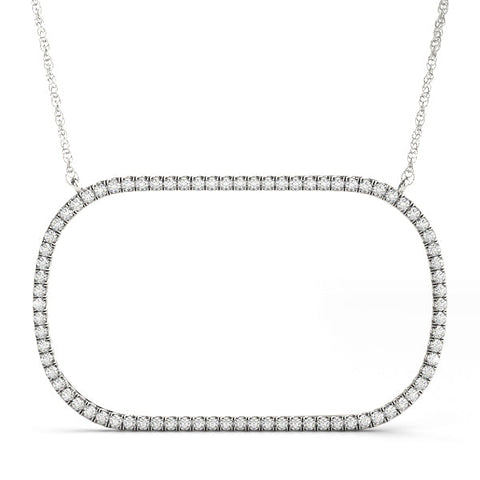Silver Oval Diamond Pavé Prong Pendant