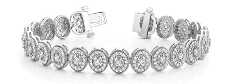 White gold Oval Halo Diamond Tennis Bracelet with Bezel Setting