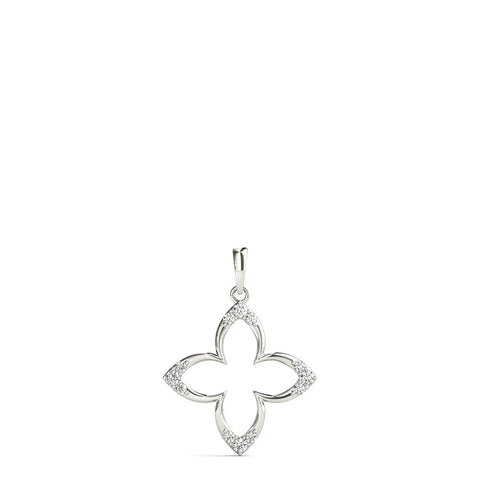 Silver Pavé Diamond Marquise Prong Pendant