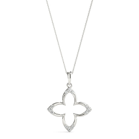 Silver Pavé Diamond Marquise Prong Pendant