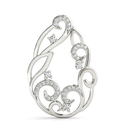 Silver Pavé Diamond Round Pendant with Four-Prong Setting