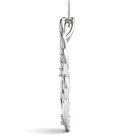 Silver Pavé Diamond Round Pendant with Four-Prong Setting