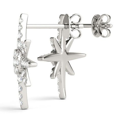 Silver Pavé Diamond Starburst Stud Earrings