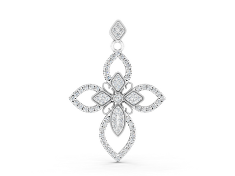 White gold Pavé Marquise Diamond Cross Pendant
