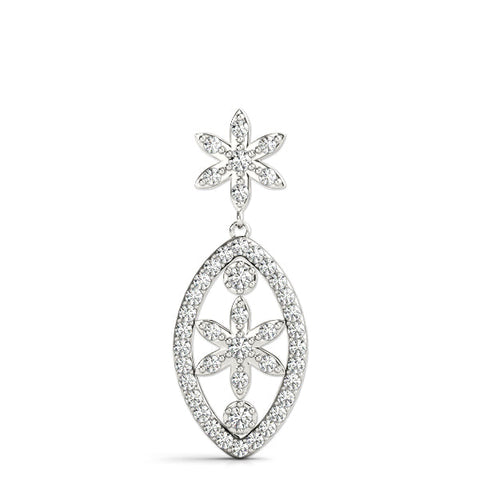 Silver Pavé Marquise Pendant with Floral Prong Setting