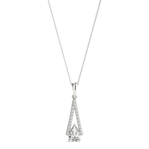 Silver Pavé Marquise Prong Pendant