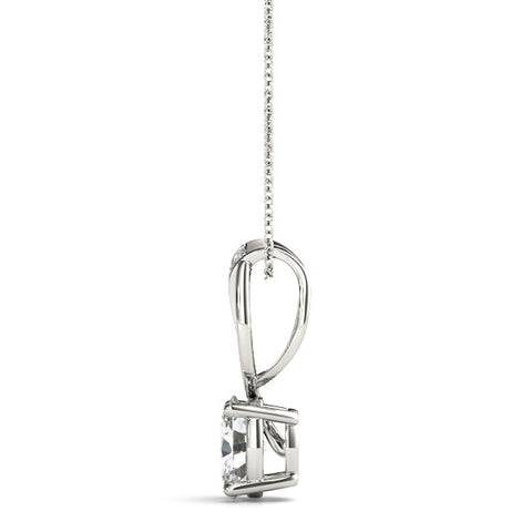 Silver Pavé Oval Solitaire Prong Pendant