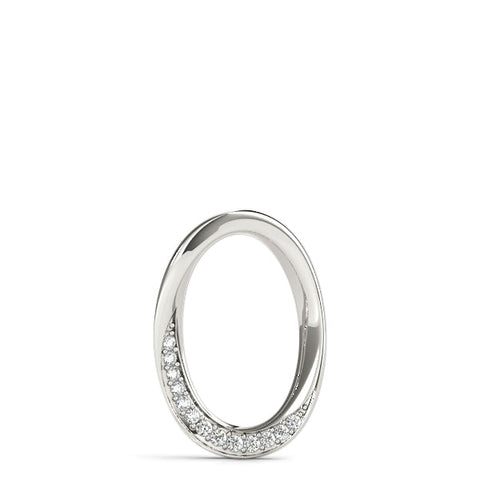Silver Pavé Oval Twist Pendant with Round Diamonds and Prong Setting