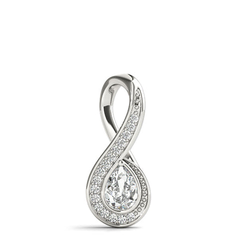 Silver Pavé Pear Prong Pendant