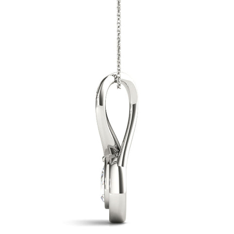 Silver Pavé Pear Prong Pendant