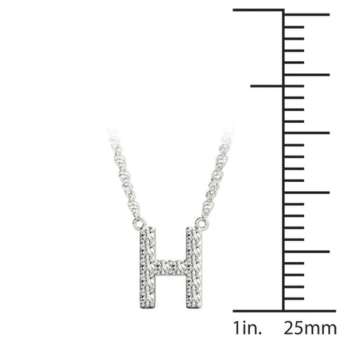 Silver Pavé Round Brilliant Prong Set Initial Pendant