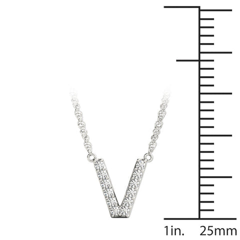 Silver Pavé Round Brilliant V Pendant