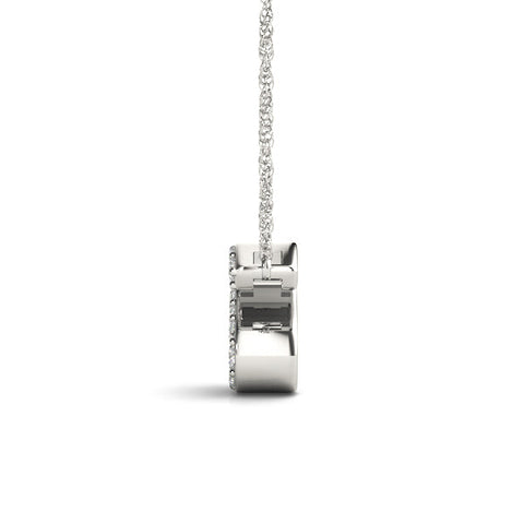 Silver Pavé Round Cut Diamond Initial Pendant