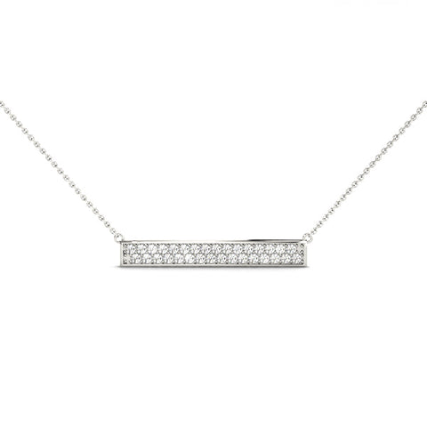 Silver Pavé Round Diamond Bar Necklace