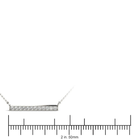 Silver Pavé Round Diamond Bar Pendant