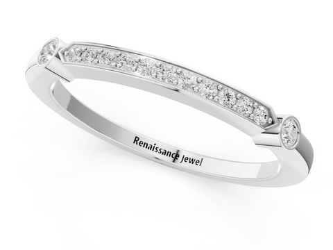 Platinum Pavé Round Diamond Bar Station Ring with Channel Setting