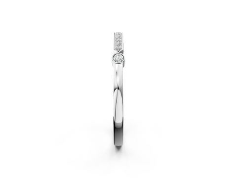 Platinum Pavé Round Diamond Bar Station Ring with Channel Setting
