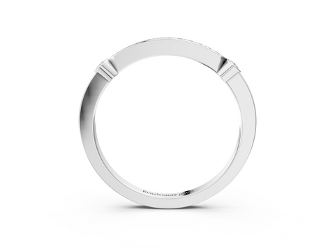 Platinum Pavé Round Diamond Bar Station Ring with Channel Setting