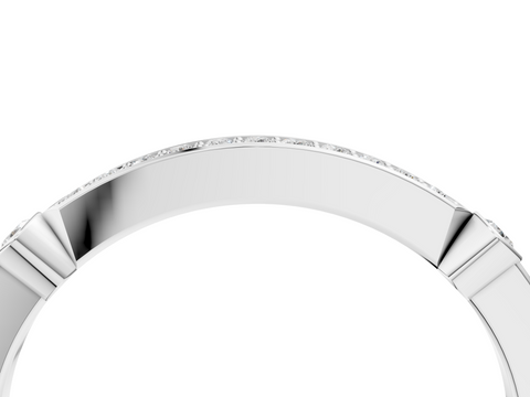 Platinum Pavé Round Diamond Bar Station Ring with Channel Setting