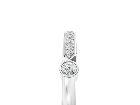 Platinum Pavé Round Diamond Bar Station Ring with Channel Setting