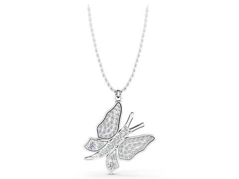 White gold Pavé Round Diamond Butterfly Pendant