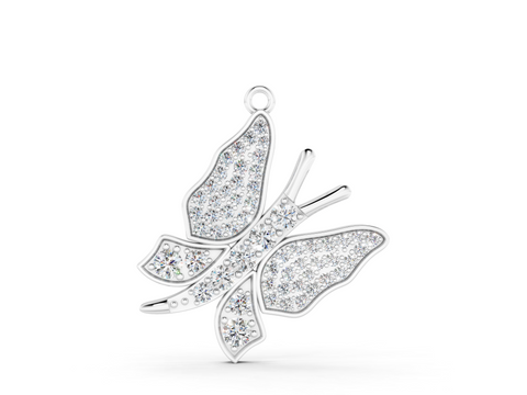 White gold Pavé Round Diamond Butterfly Pendant