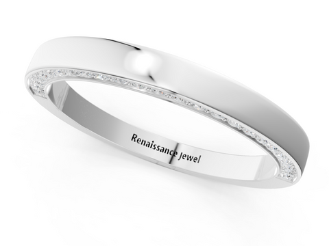 Platinum Pavé Round Diamond Channel-Set Platinum Band