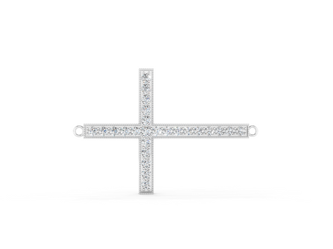 White gold Pavé Round Diamond Cross Pendant