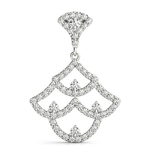 Silver Pavé Round Diamond Fan Prong Pendant