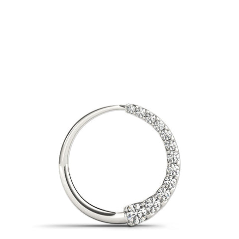 Silver Pavé Round Diamond Half-Hoop Pendant